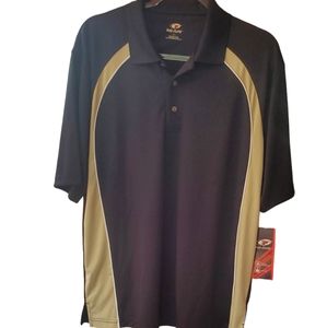 Top Flight Performance Golf Shirt Black/Tan Men's L